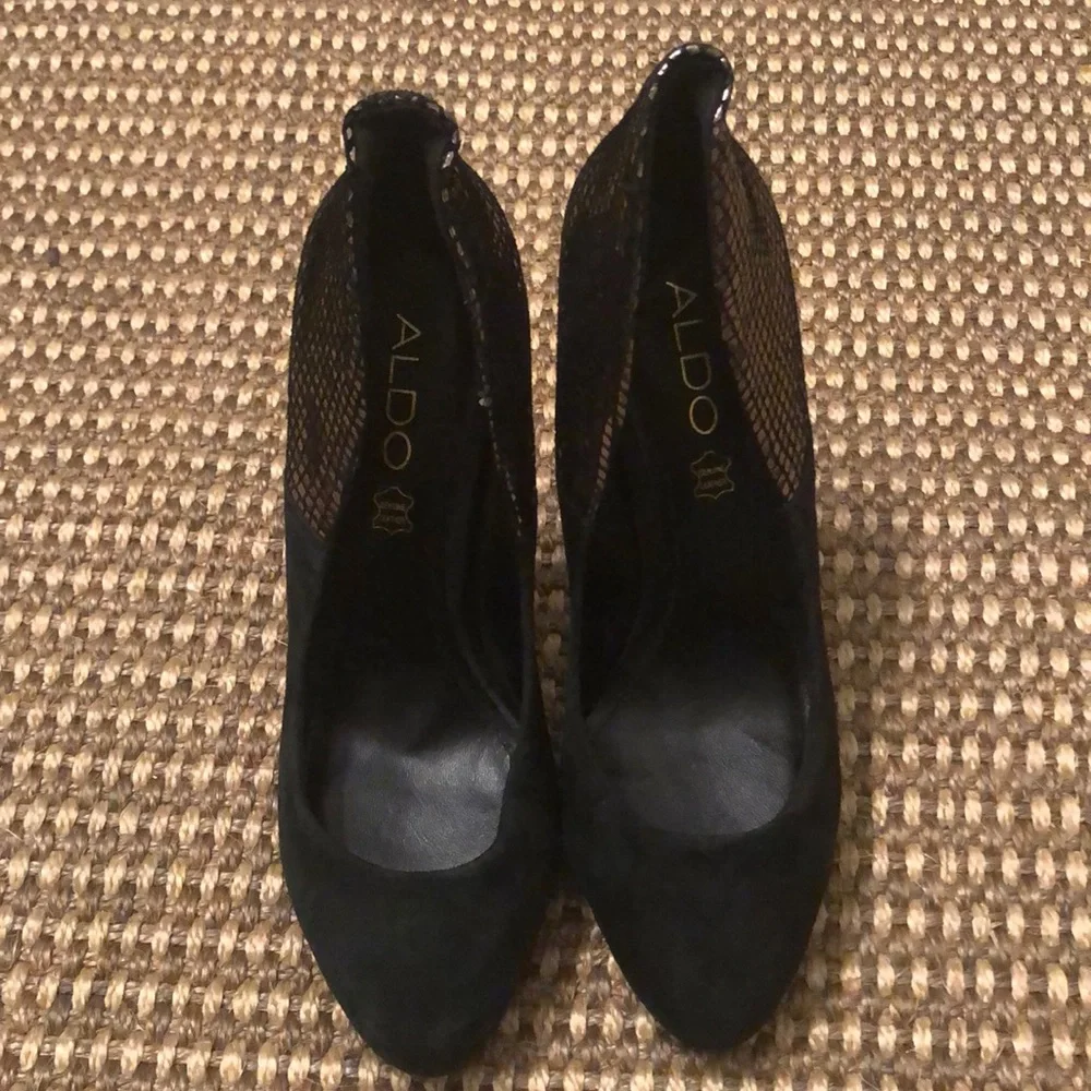 ALDO Gold and black suede high-heel shoes